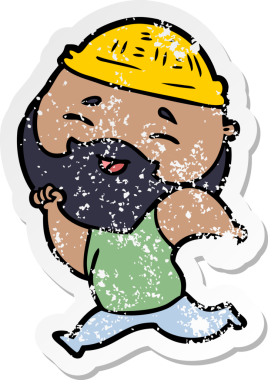 Bir insan tarafından çizilmiş mutlu sakallı bir adamın sıkıntılı çıkartması.