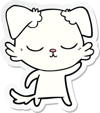 Bir insan tarafından çizilmiş şirin bir köpeğin çıkartması.