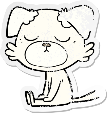 Bir insan tarafından çizilmiş şirin bir köpeğin sıkıntılı çıkartması.