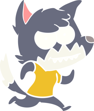 Bir insan tarafından çizilmiş düz renk çizgi film çizimi sırıtan tilki