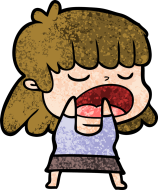 Çizgi filmdeki kadın bir insan tarafından yüksek sesle çizilmiş.