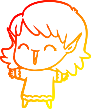 Bir insan tarafından çizilmiş çizgi film karakteri bir elf kızı çizimi