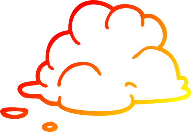 Bir insan tarafından çizilmiş bir karikatür fırtına bulutunun sıcak çizgi çizimi