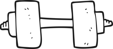 Bir insan tarafından çizilmiş siyah beyaz halterler.