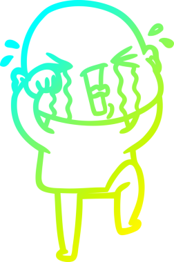 Bir insan tarafından çizilmiş, ağlayan kel bir adamın çizdiği soğuk çizgi.