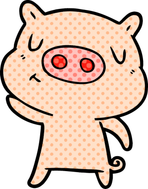 Bir insan tarafından çizilmiş çizgi film içerikli domuz.