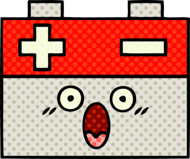 Bir insan tarafından çizilmiş bir araba aküsünün çizgi romanı.