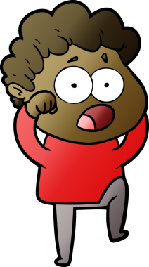 Bir insan tarafından çizilmiş bir karikatür adamı şaşkınlıkla nefes nefese kaldı.