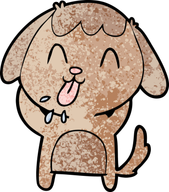 Bir insan tarafından çizilmiş şirin bir çizgi film köpeği.