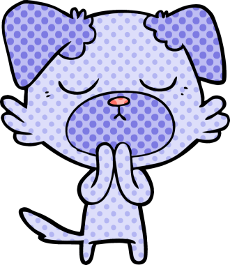 Bir insan tarafından çizilmiş şirin bir çizgi film köpeği.