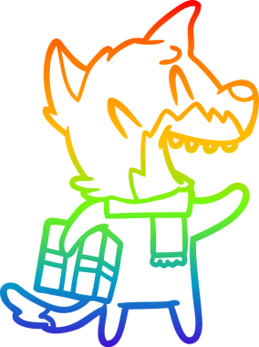 Gülen bir tilki çizgi filminin gökkuşağı gradyanı insan tarafından çizilmiş.