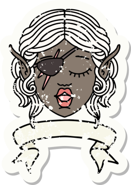 Retro Dövme Tarzı Elf düzenbaz karakter yüzü Bir insan tarafından çizilmiş pankartıyla