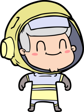 Bir insan tarafından çizilmiş mutlu astronot.