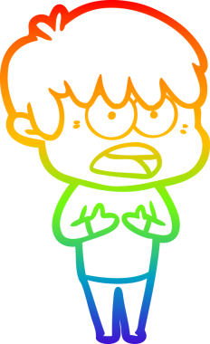 Bir insan tarafından çizilmiş endişeli bir çizgi film çocuğunun çizimi.