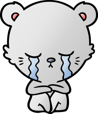 Bir insan tarafından çizilmiş ağlayan ayı karikatürü.