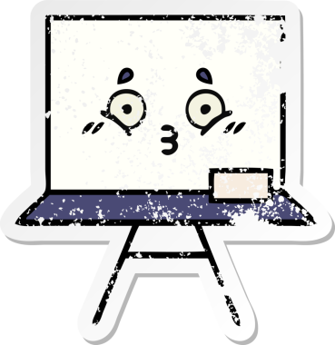 Bir insan tarafından çizilmiş beyaz bir karikatür çıkartması.