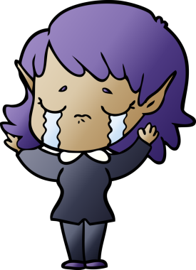 Bir insan tarafından çizilmiş ağlayan elf kızı.