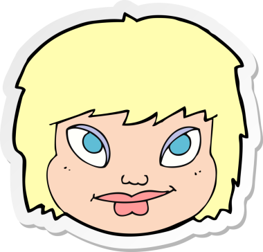 Bir insan tarafından çizilmiş karikatür kadın yüzü çıkartması.