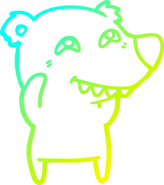 Bir insan tarafından çizilmiş dişleri gösteren bir kutup ayısının soğuk çizgi çizimi.