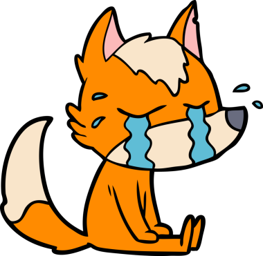 Bir insan tarafından çizilmiş üzgün küçük tilki çizgi film karakteri.