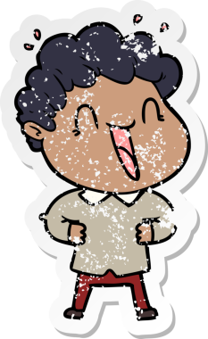 Bir insan tarafından çizilmiş mutlu bir adamın sıkıntılı çıkartması.