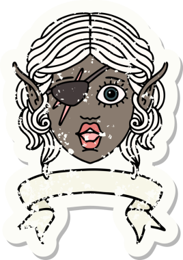 Retro Dövme Tarzı Elf düzenbaz karakter yüzü Bir insan tarafından çizilmiş pankartıyla