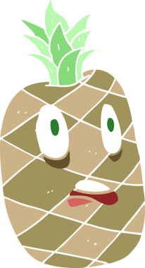 Bir insan tarafından çizilmiş ananasın düz renk çizimi