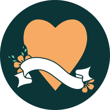 bir insan tarafından çizilmiş bir kalp sancağına sahip dövme tarzı simgesi