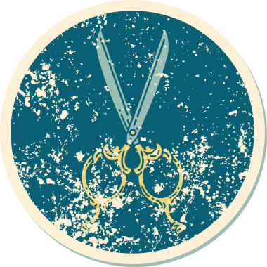 Bir insan tarafından çizilmiş berber makasının sembolik dövmeli görüntüsü