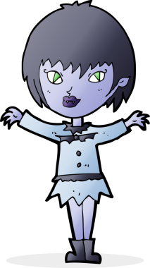 Bir insan tarafından çizilmiş vampir kız çizgi filmi.