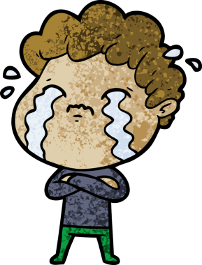 Bir insan tarafından çizilmiş ağlayan çizgi film adamı.