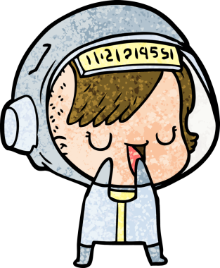 Bir insan tarafından çizilmiş astronot kadın.