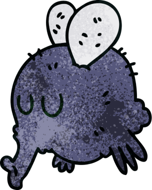 Bir insan tarafından çizilmiş garip bir çizgi film sineği.