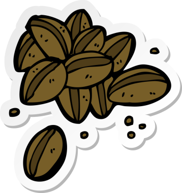 Bir insan tarafından çizilmiş kahve çekirdekleri.