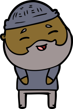 Bir insan tarafından çizilmiş mutlu sakallı bir adam.