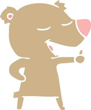 Bir insan tarafından çizilmiş düz renkli çizgi film ayısı