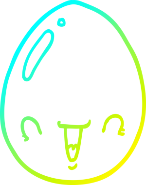 Bir insan tarafından çizilmiş bir karikatür yumurtasının soğuk gradyan çizimi