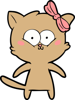 Bir insan tarafından çizilmiş çizgi film kedisi.