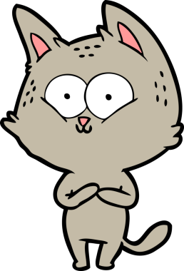 Bir insan tarafından çizilmiş çizgi film kedisi.