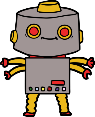 Bir insan tarafından çizilmiş çizgi film robotu