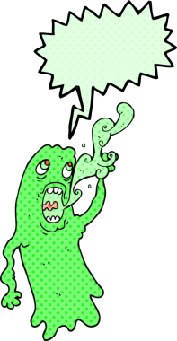 Bir insan tarafından çizilmiş serbest çizilmiş çizgi roman konuşma balonu çizgi film hayaleti.