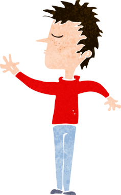 Bir insan tarafından çizilmiş, umursamaz bir çizgi film.