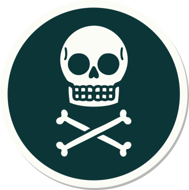 Bir insan tarafından çizilmiş bir kafatasının geleneksel stiliyle dövme çıkartması.