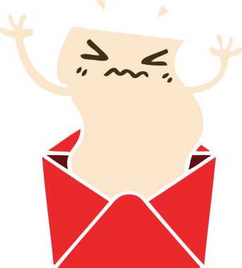 Bir insan tarafından çizilmiş garip bir karikatür mektup ve zarf.