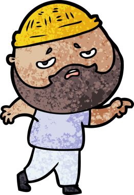 Bir insan tarafından çizilmiş sakallı endişeli bir adam.