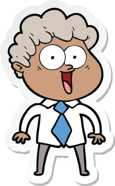 Bir insan tarafından çizilmiş mutlu bir adamın çıkartması.