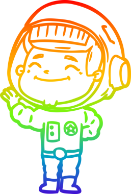 gökkuşağı gradyan çizimi mutlu bir çizgi astronot çizimi bir insan tarafından çizildi