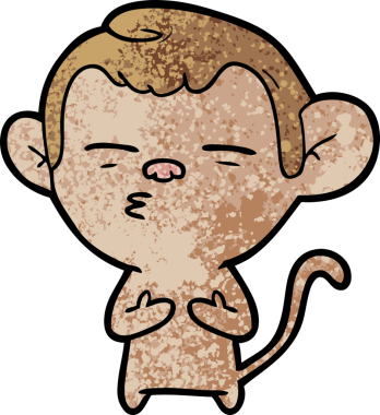 bir insan tarafından çizilmiş şüpheli maymun çizgi filmi