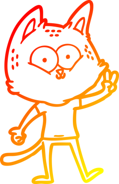 Bir çizgi film kedisinin insan tarafından çizilmiş sıcak çizgi çizimi