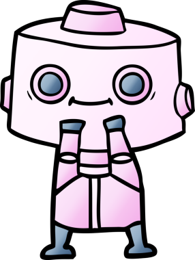 Bir insan tarafından çizilmiş çizgi film robotu